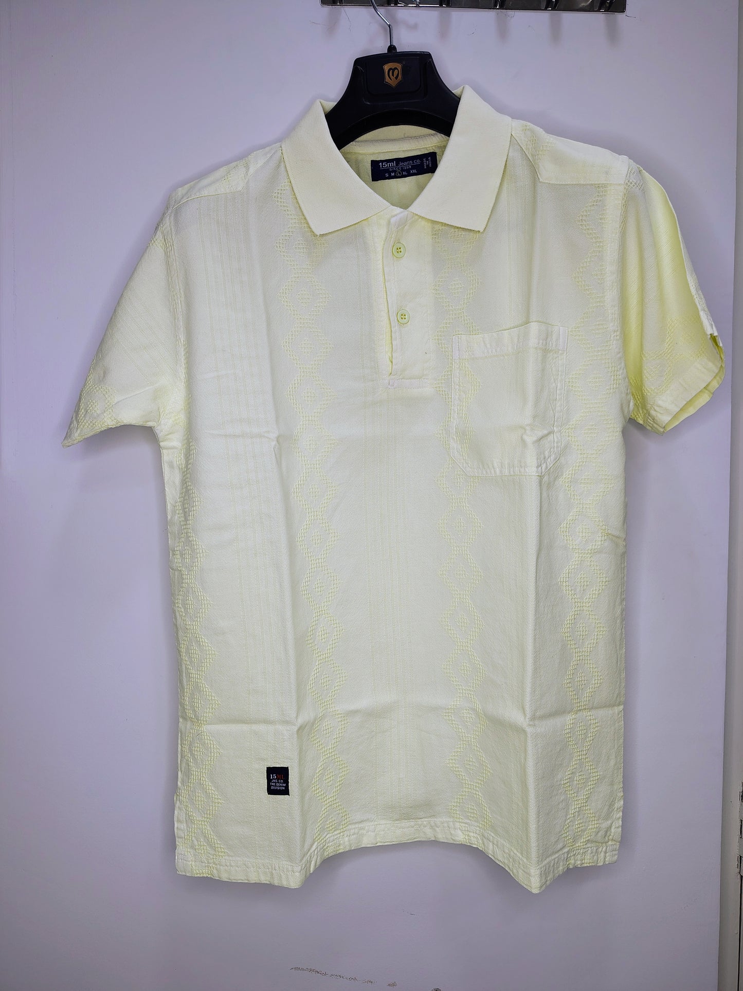 Pastel Yellow Textured Polo T‑Shirt – Clean, Minimal Smart-Casual Look for Men 👕✨